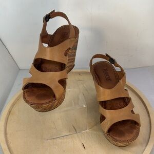 Born Bulenarey Slingback Platform Wedge Sandals Size 6.5